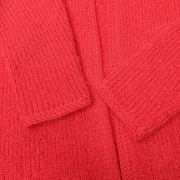 Vtg Tanner Womens Small Sweater Red Cardigan Textured Knit Open Front Holiday - Picture 8 of 10